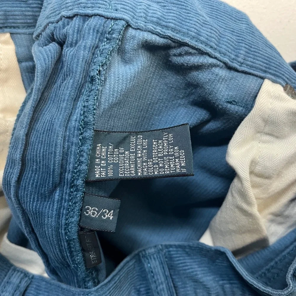 Polo Ralph Lauren Corduroy Pants Mens Blue Straight Fit 36x34 Casual Preppy